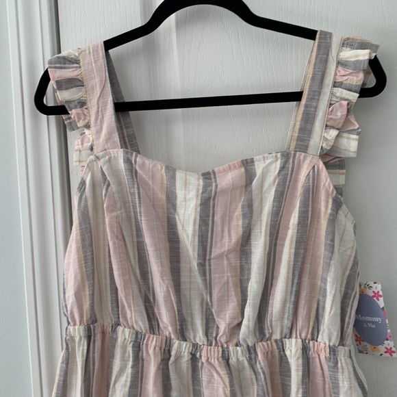 Madison Grey Striped Ruffle Dress cotton summer Sunday size XL boho - Picture 7 of 15